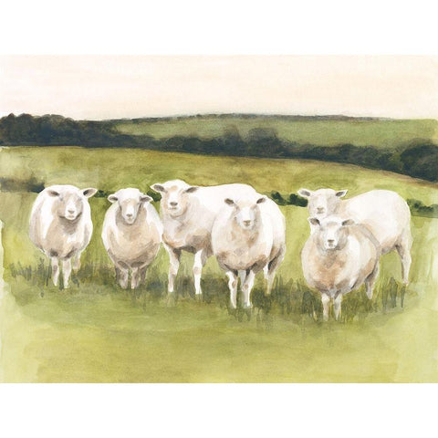 Spring Flock I White Modern Wood Framed Art Print by Borges, Victoria