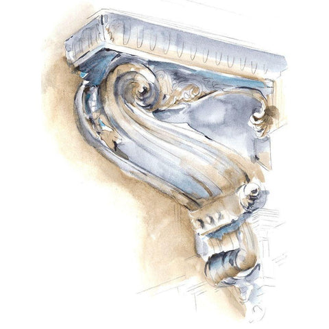 Architectural Watercolor Sketch IV Gold Ornate Wood Framed Art Print with Double Matting by Harper, Ethan