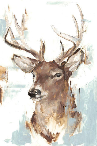 Modern Deer Mount II Black Ornate Wood Framed Art Print with Double Matting by Harper, Ethan