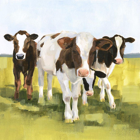 Grazers II White Modern Wood Framed Art Print by Borges, Victoria