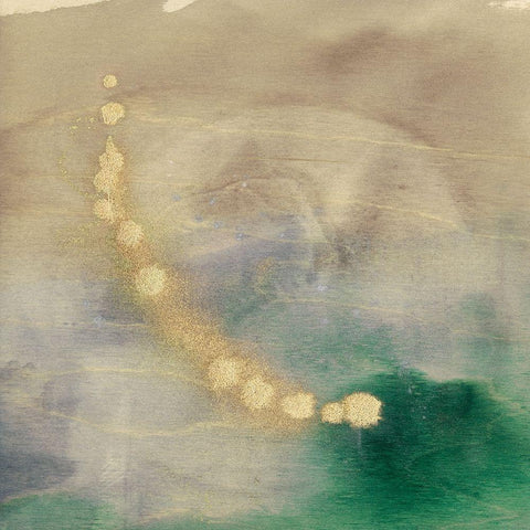 Viridian Satellite II Gold Ornate Wood Framed Art Print with Double Matting by Goldberger, Jennifer