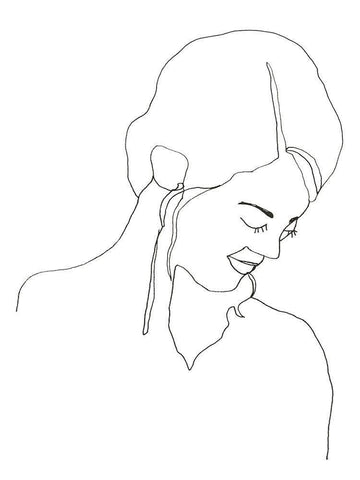 Contour Face I White Modern Wood Framed Art Print with Double Matting by Vess, June Erica