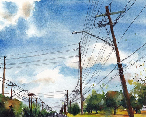 Urban Lines and Poles III Black Ornate Wood Framed Art Print with Double Matting by McCreery, Paul