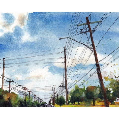 Urban Lines and Poles III Black Modern Wood Framed Art Print with Double Matting by McCreery, Paul