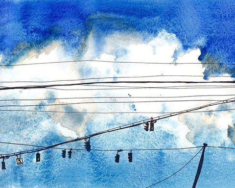 Urban Lines and Poles IV White Modern Wood Framed Art Print with Double Matting by McCreery, Paul