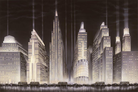 Boulevard White Modern Wood Framed Art Print with Double Matting by Hoppe, Robert