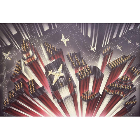 Gotham Air Corp Black Modern Wood Framed Art Print by Hoppe, Robert