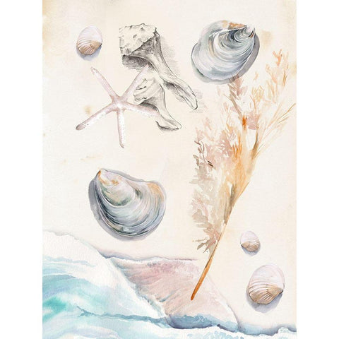 Washing Ashore I White Modern Wood Framed Art Print by Parker, Jennifer Paxton