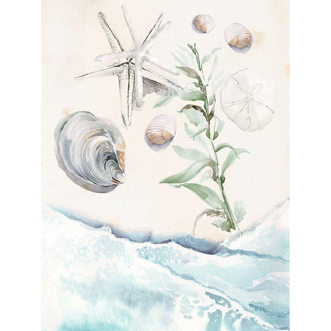 Washing Ashore II White Modern Wood Framed Art Print by Parker, Jennifer Paxton