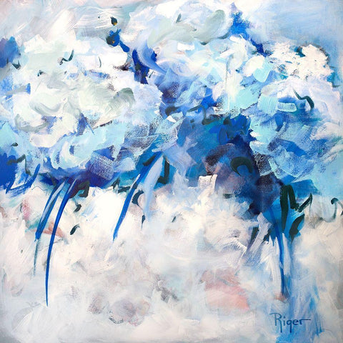 Hydrangeas on My Mind II Black Modern Wood Framed Art Print by Riger, Sue