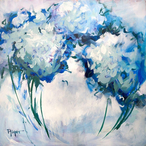Hydrangeas on My Mind III Gold Ornate Wood Framed Art Print with Double Matting by Riger, Sue