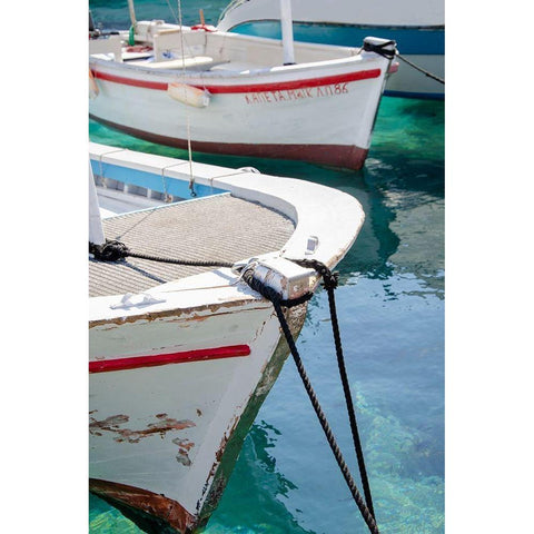 Workboats of Corfu, Greece III Black Modern Wood Framed Art Print by DeNardo, Laura