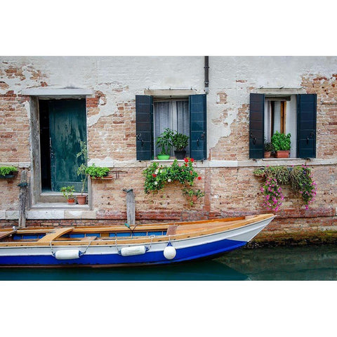 Workboat Resting White Modern Wood Framed Art Print by DeNardo, Laura