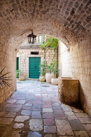 Enchanting Passageway - Kotor, Montenegro White Modern Wood Framed Art Print with Double Matting by DeNardo, Laura