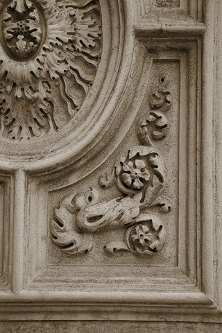 Architecture Detail in Sepia II Black Ornate Wood Framed Art Print with Double Matting by DeNardo, Laura