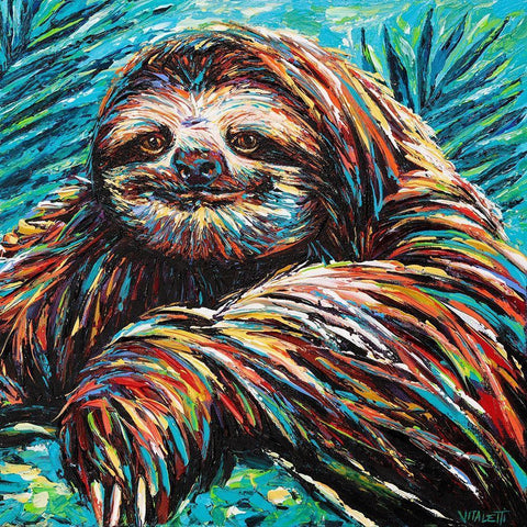 Painted Sloth I Black Modern Wood Framed Art Print with Double Matting by Vitaletti, Carolee