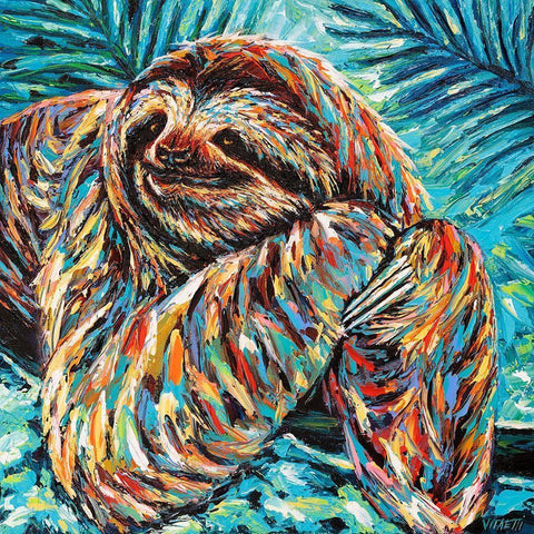 Painted Sloth II Gold Ornate Wood Framed Art Print with Double Matting by Vitaletti, Carolee