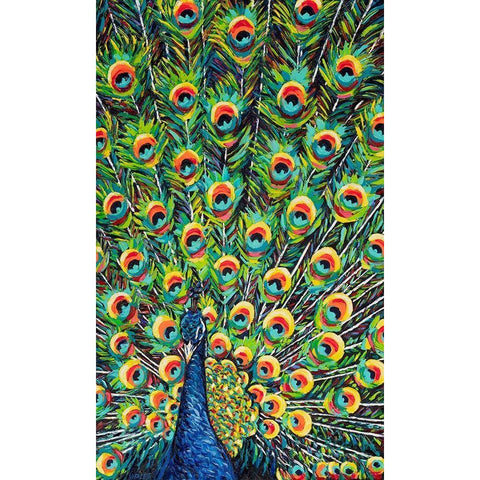 Lavish Peacock I Black Modern Wood Framed Art Print with Double Matting by Vitaletti, Carolee