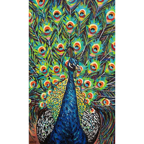 Lavish Peacock II Gold Ornate Wood Framed Art Print with Double Matting by Vitaletti, Carolee