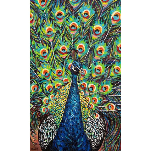 Lavish Peacock II Black Modern Wood Framed Art Print by Vitaletti, Carolee