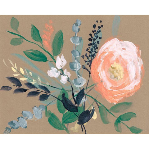 Flowers on Mocha I Black Modern Wood Framed Art Print by Goldberger, Jennifer