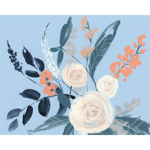 Eucalyptus Bouquet on Blue I Black Modern Wood Framed Art Print by Goldberger, Jennifer