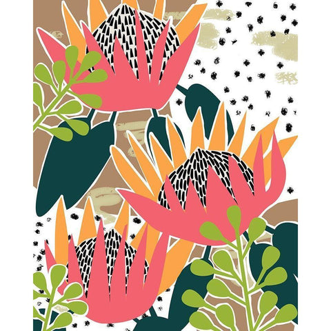 King Protea II White Modern Wood Framed Art Print by Wang, Melissa