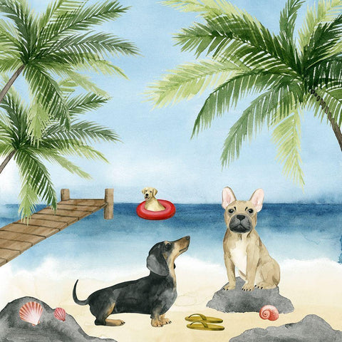 Dogs on Deck I Black Modern Wood Framed Art Print by Popp, Grace