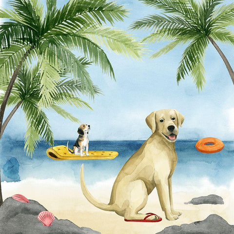 Dogs on Deck II White Modern Wood Framed Art Print with Double Matting by Popp, Grace