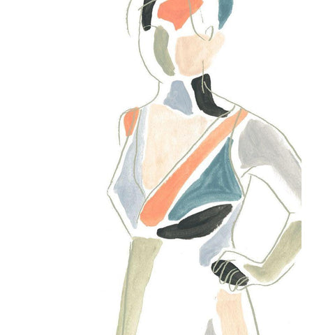 Color Block Figure I Black Modern Wood Framed Art Print with Double Matting by Vess, June Erica