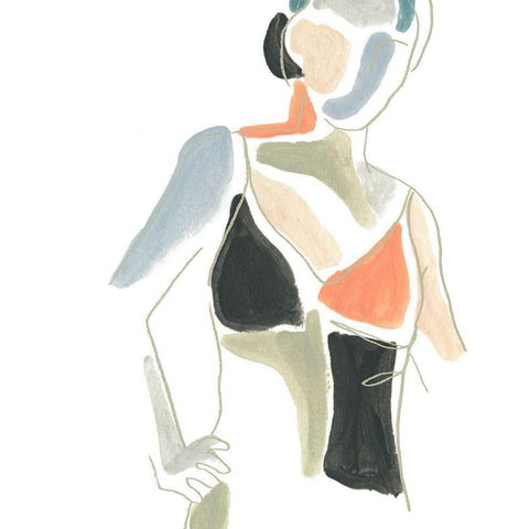 Color Block Figure II Black Modern Wood Framed Art Print by Vess, June Erica