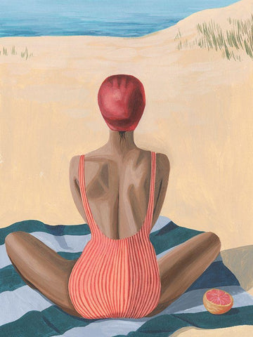 Pomello Beach I Black Ornate Wood Framed Art Print with Double Matting by Popp, Grace