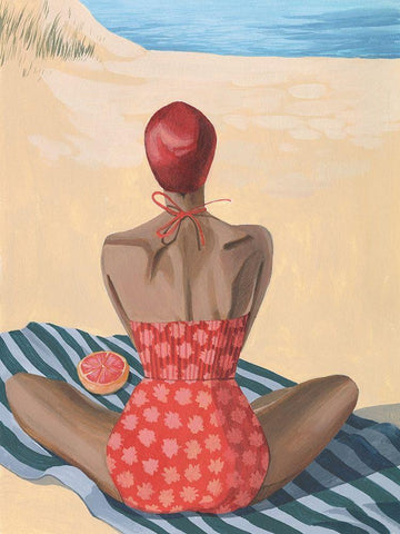 Pomello Beach II White Modern Wood Framed Art Print with Double Matting by Popp, Grace