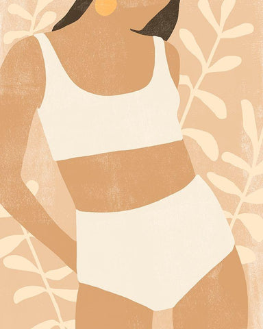 Sunbathers IV White Modern Wood Framed Art Print with Double Matting by Scarvey, Emma