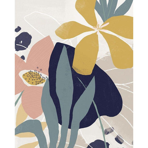 Paper Garden I Black Modern Wood Framed Art Print by Vess, June Erica