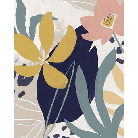Paper Garden II Black Modern Wood Framed Art Print with Double Matting by Vess, June Erica