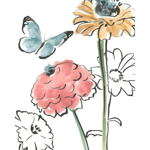 Boho Florals III Black Modern Wood Framed Art Print with Double Matting by Vess, June Erica