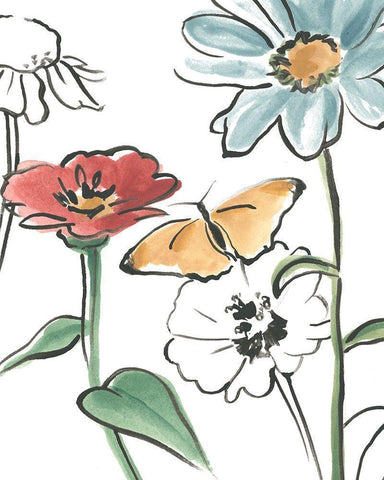 Boho Florals IV Black Ornate Wood Framed Art Print with Double Matting by Vess, June Erica