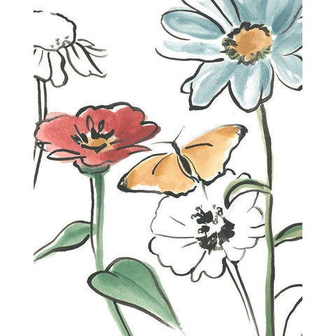 Boho Florals IV White Modern Wood Framed Art Print by Vess, June Erica