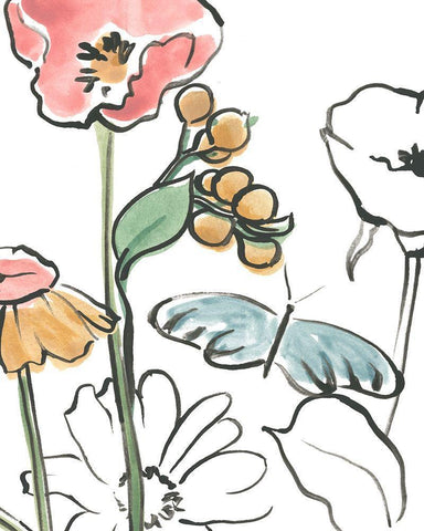 Boho Florals V Black Ornate Wood Framed Art Print with Double Matting by Vess, June Erica