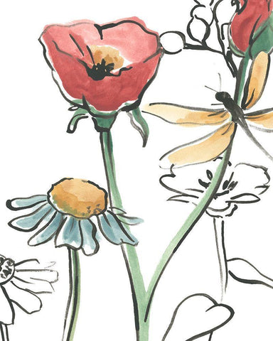 Boho Florals VI Black Ornate Wood Framed Art Print with Double Matting by Vess, June Erica
