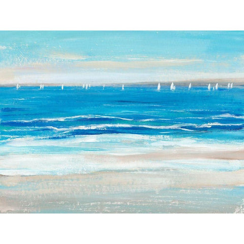 Low Cerulean Tide I White Modern Wood Framed Art Print by OToole, Tim