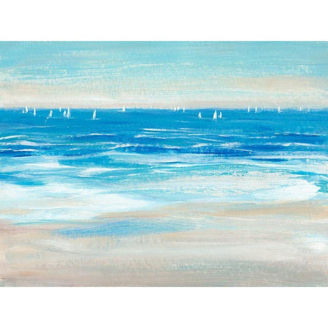 Low Cerulean Tide II White Modern Wood Framed Art Print by OToole, Tim