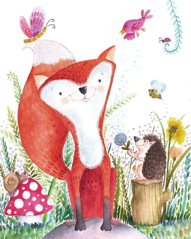 Forest Pals I White Modern Wood Framed Art Print with Double Matting by Hernandez, Larisa