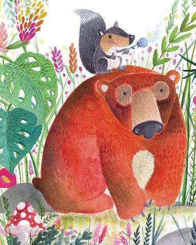 Forest Pals II Black Ornate Wood Framed Art Print with Double Matting by Hernandez, Larisa