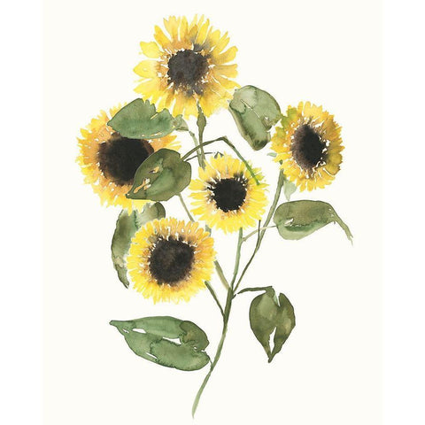 Sunflower Composition II Black Modern Wood Framed Art Print by Goldberger, Jennifer
