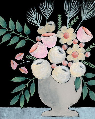 Rosada Floral I White Modern Wood Framed Art Print with Double Matting by Moore, Regina