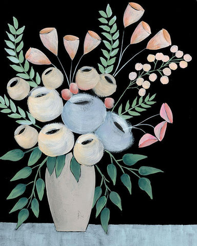 Rosada Floral II Black Ornate Wood Framed Art Print with Double Matting by Moore, Regina