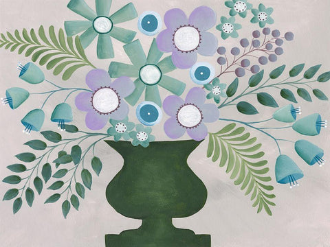 Lavanda Floral I White Modern Wood Framed Art Print with Double Matting by Moore, Regina