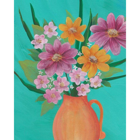 Jubilant Floral I Black Modern Wood Framed Art Print by Moore, Regina
